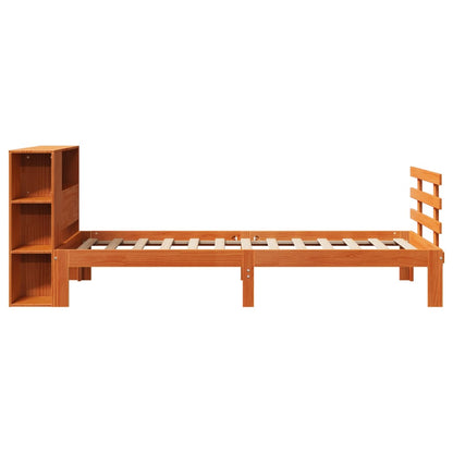vidaXL Bookcase Bed without Mattress Wax Brown 100x200cm Solid Wood Pine