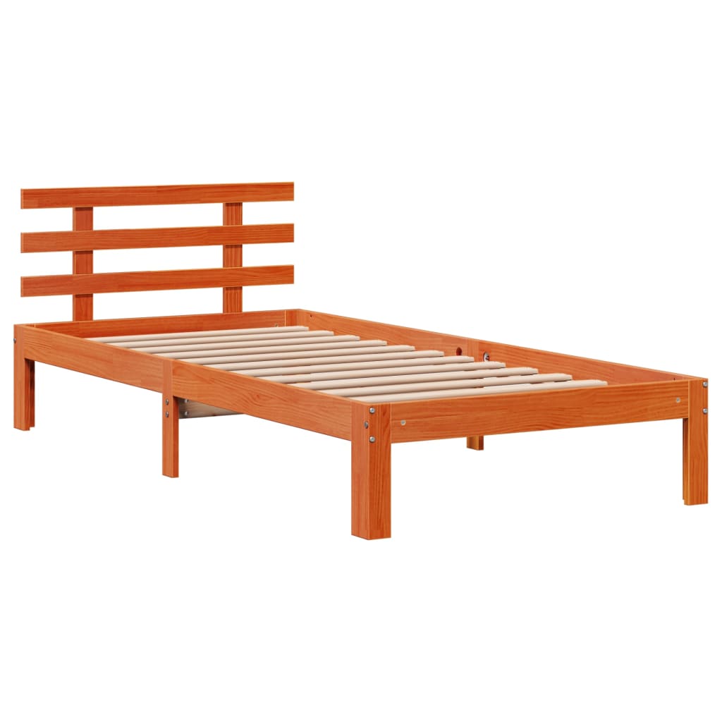 vidaXL Bookcase Bed without Mattress Wax Brown 100x200cm Solid Wood Pine