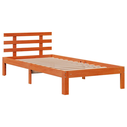 vidaXL Bookcase Bed without Mattress Wax Brown 100x200cm Solid Wood Pine