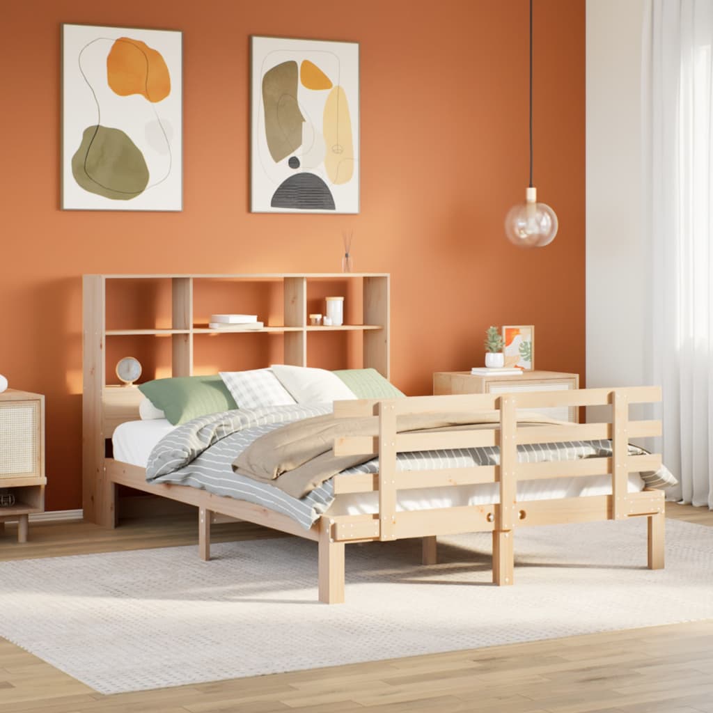 vidaXL Bookcase Bed without Mattress 150x200 cm King Size Solid Wood Pine
