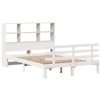 vidaXL Bookcase Bed without Mattress White 160x200cm Solid Wood Pine