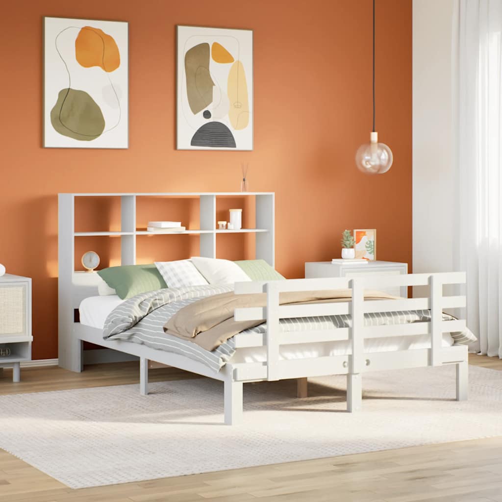 vidaXL Bookcase Bed without Mattress White 160x200cm Solid Wood Pine