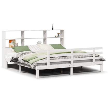 vidaXL Bookcase Bed without Mattress White 180x200 cm Super King Solid Wood Pine