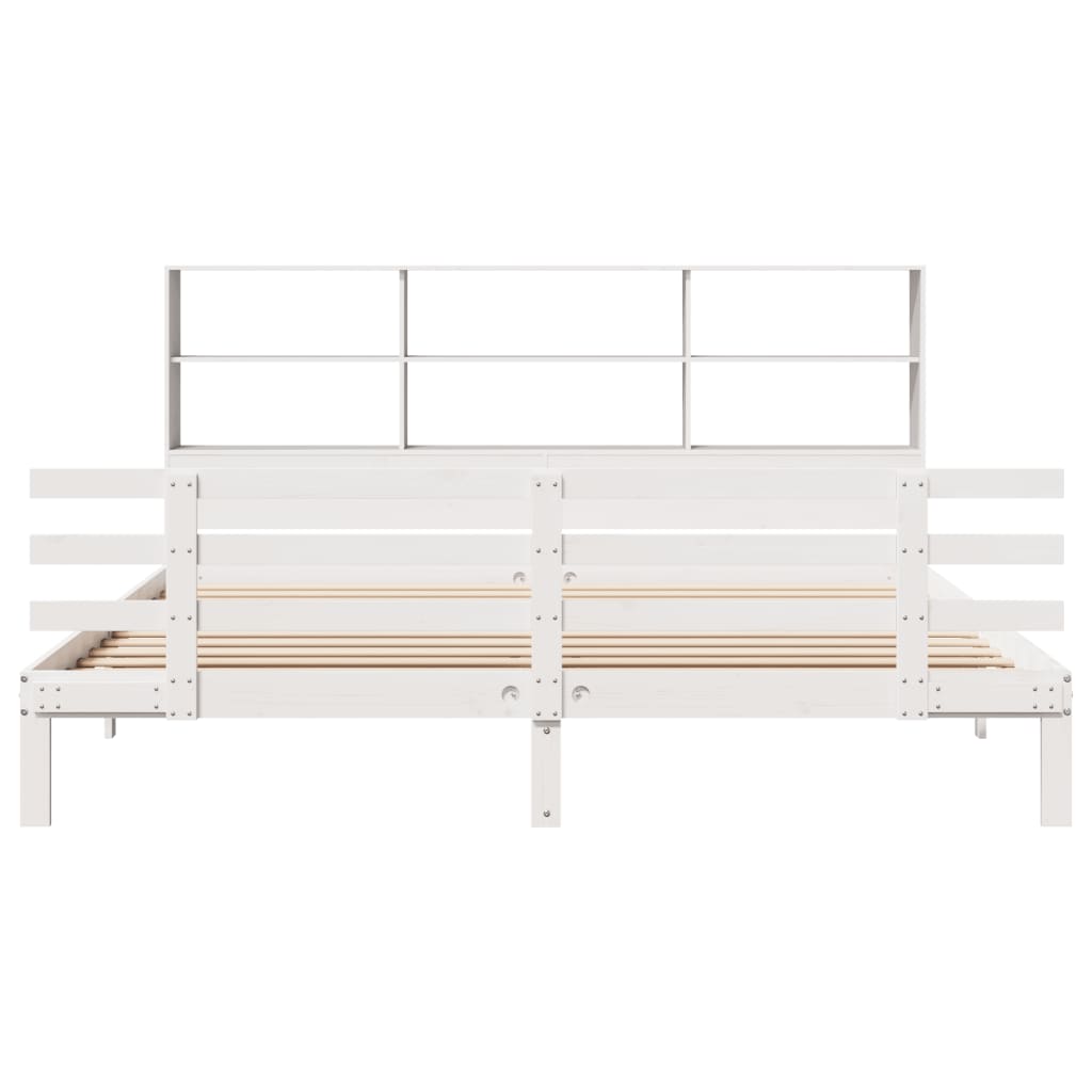 vidaXL Bookcase Bed without Mattress White 180x200 cm Super King Solid Wood Pine