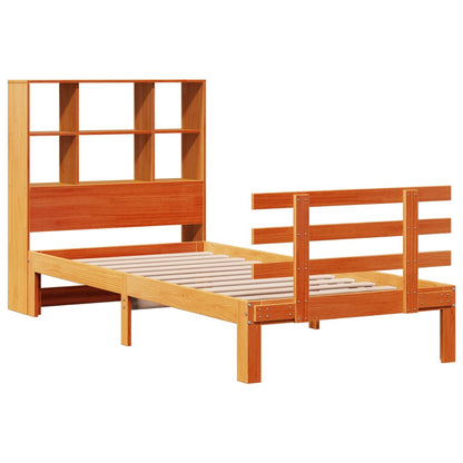 vidaXL Bookcase Bed without Mattress Wax Brown 75x190 cm Small Single Solid Wood Pine