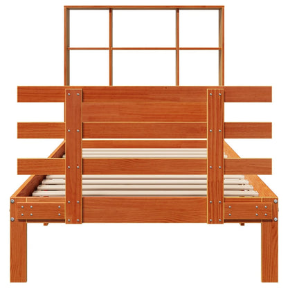 vidaXL Bookcase Bed without Mattress Wax Brown 75x190 cm Small Single Solid Wood Pine