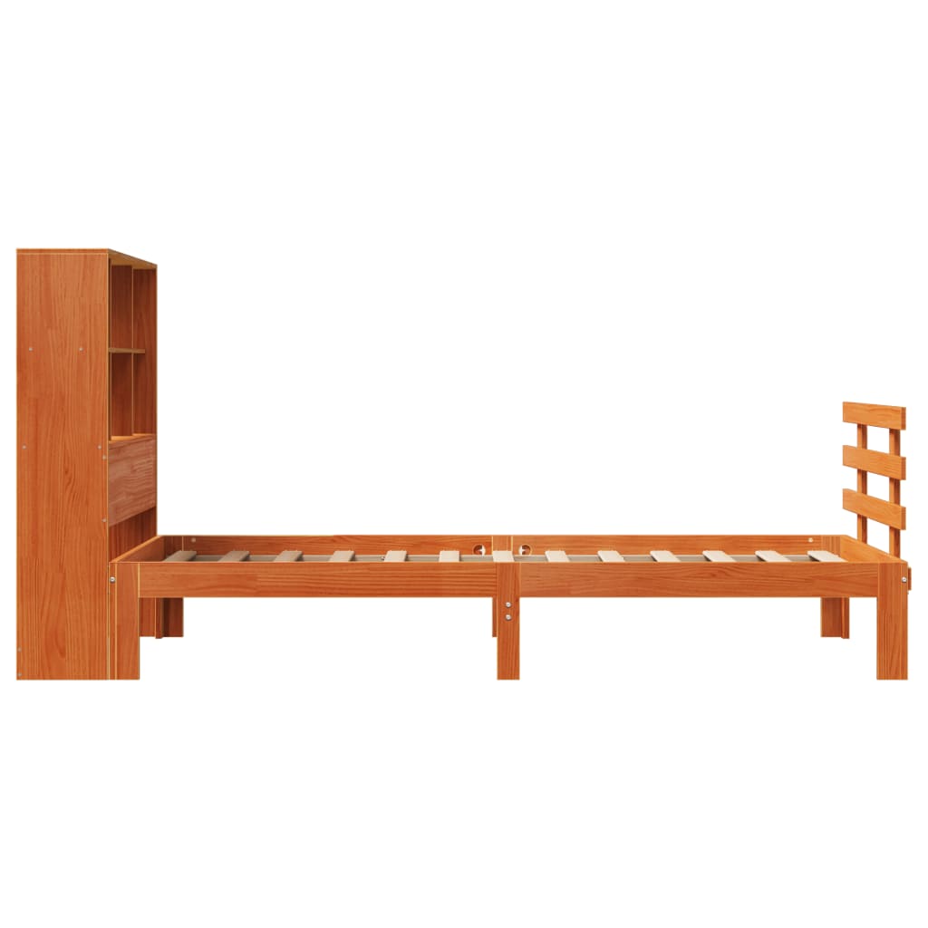vidaXL Bookcase Bed without Mattress Wax Brown 75x190 cm Small Single Solid Wood Pine