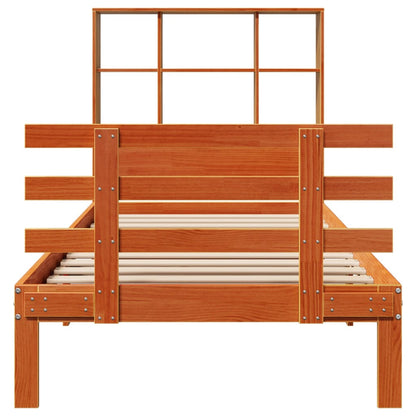 vidaXL Bookcase Bed without Mattress Wax Brown 100x200cm Solid Wood Pine