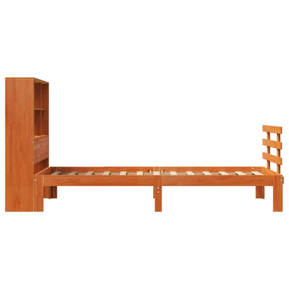 vidaXL Bookcase Bed without Mattress Wax Brown 100x200cm Solid Wood Pine