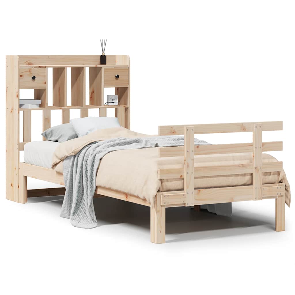 vidaXL Bookcase Bed without Mattress 75x190 cm Small Single Solid Wood Pine