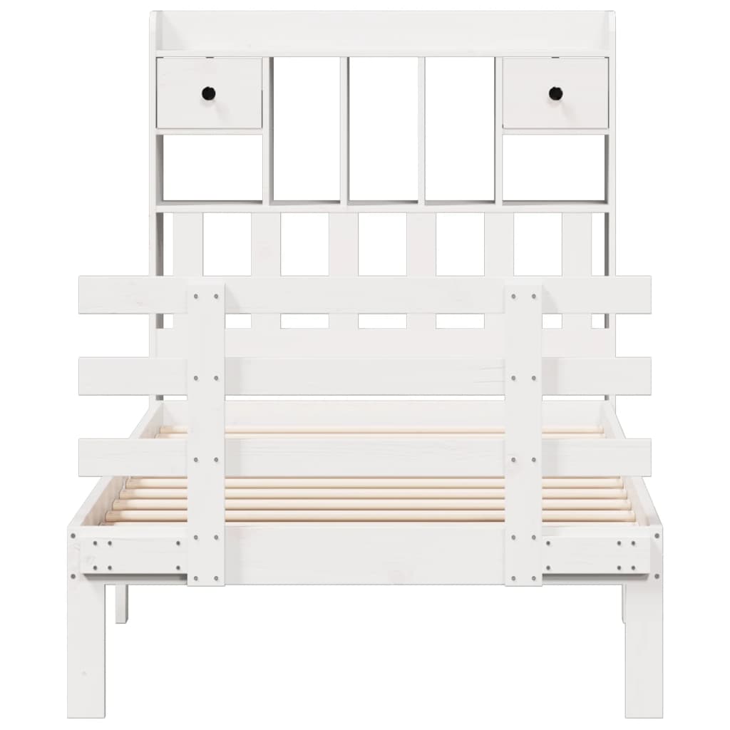 vidaXL Bookcase Bed without Mattress White 90x190 cm Single Solid Wood Pine
