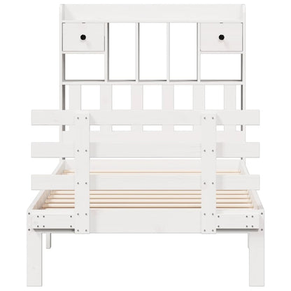 vidaXL Bookcase Bed without Mattress White 90x190 cm Single Solid Wood Pine