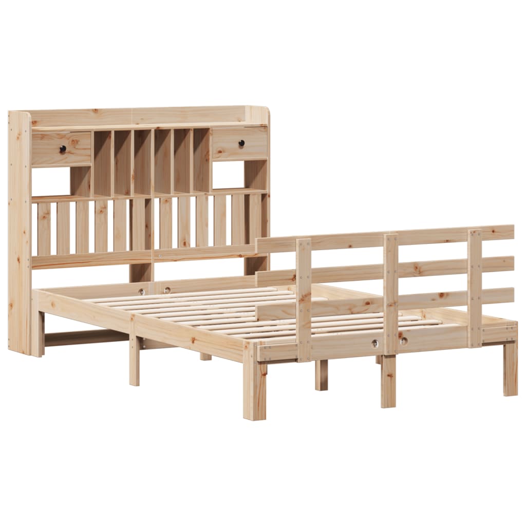 vidaXL Bookcase Bed without Mattress 135x190 cm Double Solid Wood Pine