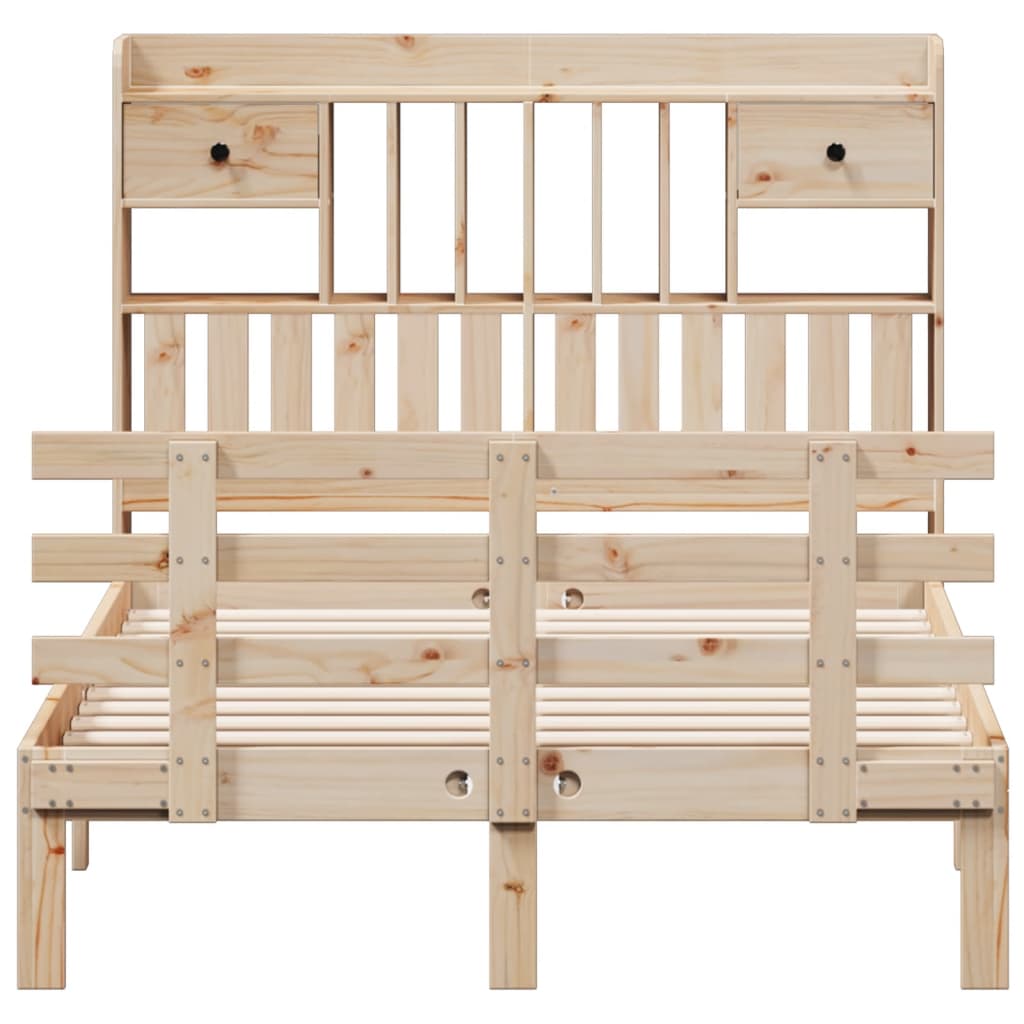 vidaXL Bookcase Bed without Mattress 135x190 cm Double Solid Wood Pine