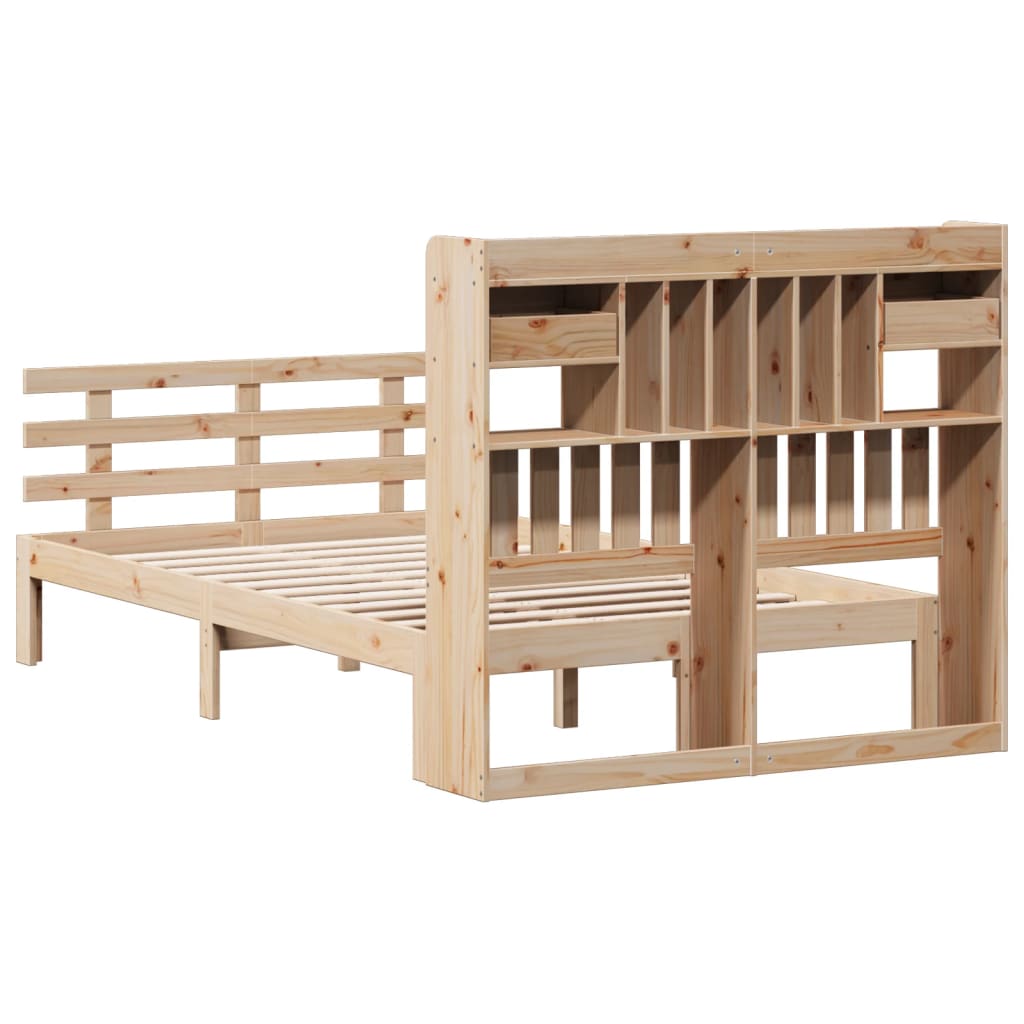 vidaXL Bookcase Bed without Mattress 135x190 cm Double Solid Wood Pine