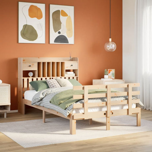 vidaXL Bookcase Bed without Mattress 135x190 cm Double Solid Wood Pine