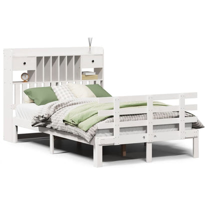 vidaXL Bookcase Bed without Mattress White 135x190 cm Double Solid Wood Pine