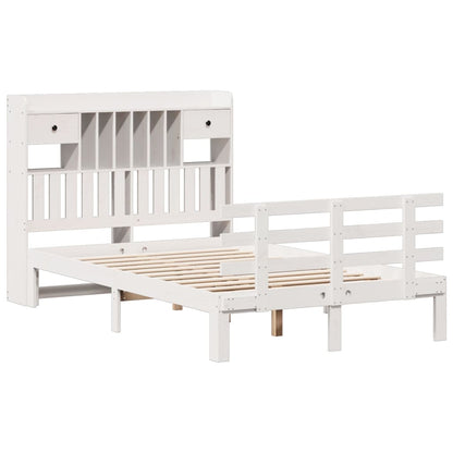 vidaXL Bookcase Bed without Mattress White 135x190 cm Double Solid Wood Pine