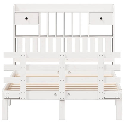 vidaXL Bookcase Bed without Mattress White 135x190 cm Double Solid Wood Pine