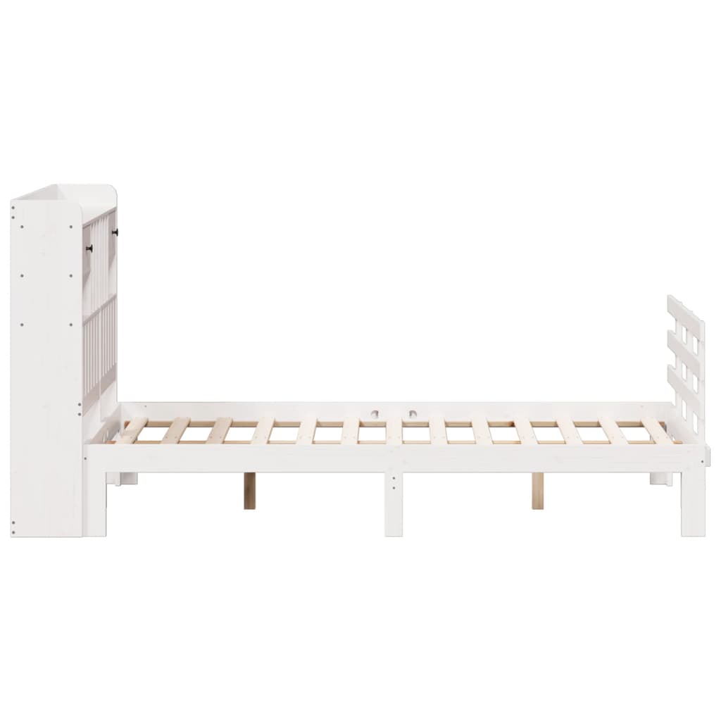 vidaXL Bookcase Bed without Mattress White 135x190 cm Double Solid Wood Pine