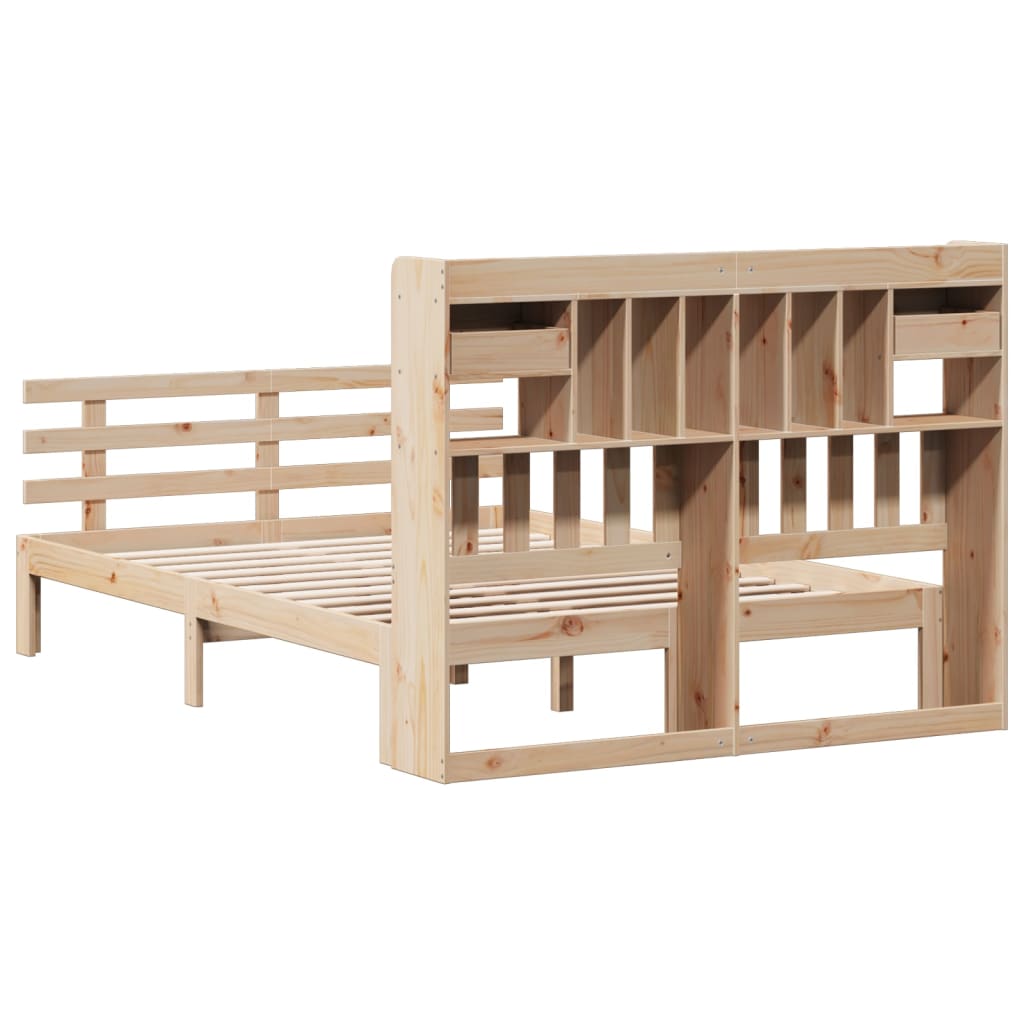 vidaXL Bookcase Bed without Mattress 140x190 cm Solid Wood Pine