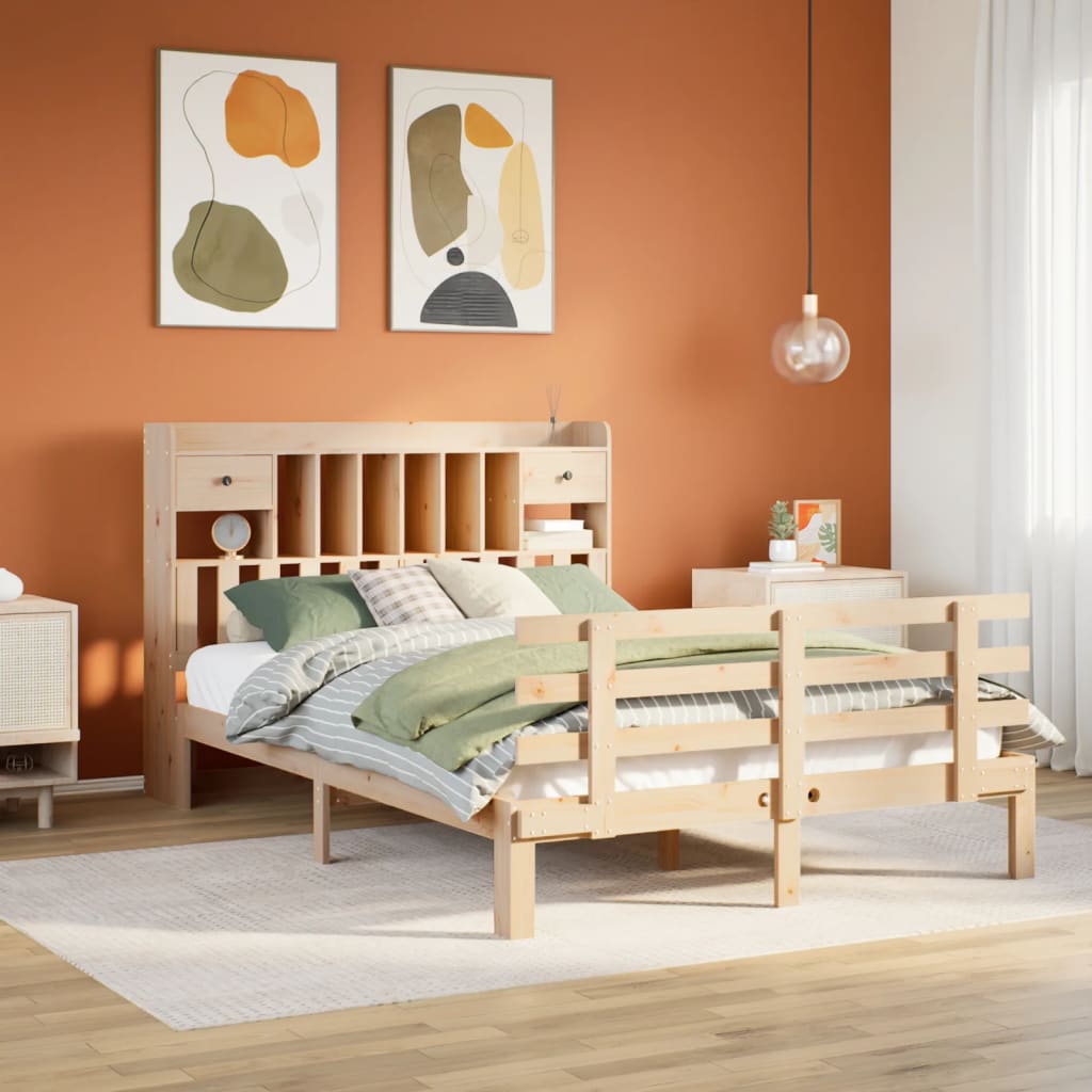 vidaXL Bookcase Bed without Mattress 140x190 cm Solid Wood Pine