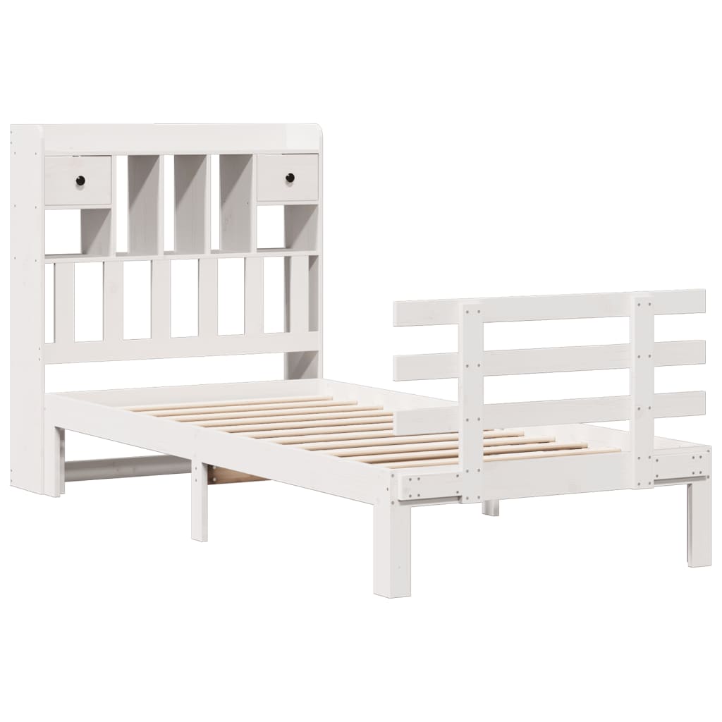 vidaXL Bookcase Bed without Mattress White 90x200cm Solid Wood Pine