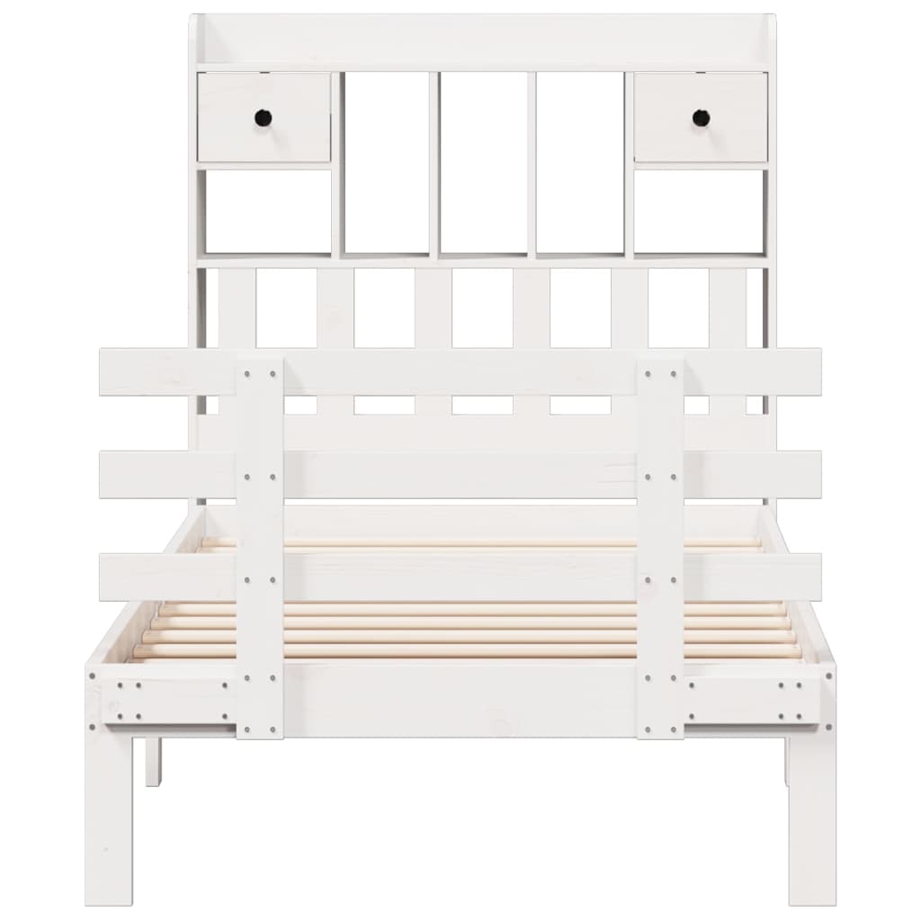 vidaXL Bookcase Bed without Mattress White 90x200cm Solid Wood Pine
