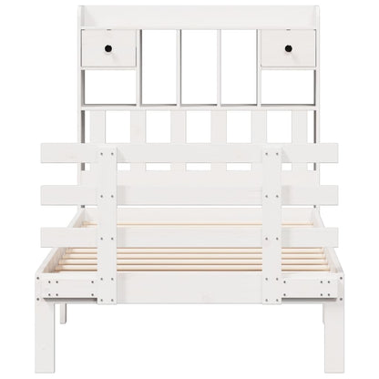 vidaXL Bookcase Bed without Mattress White 90x200cm Solid Wood Pine