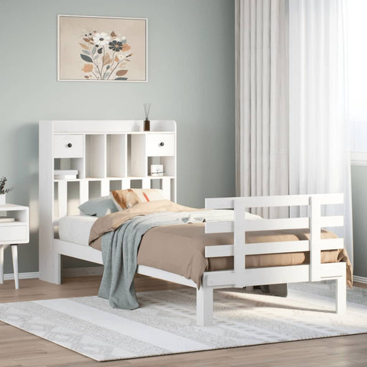 vidaXL Bookcase Bed without Mattress White 90x200cm Solid Wood Pine