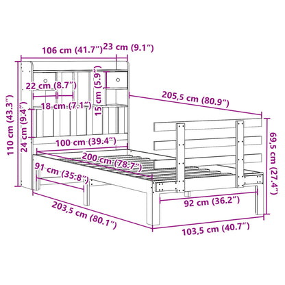 vidaXL Bookcase Bed without Mattress 100x200cm Solid Wood Pine