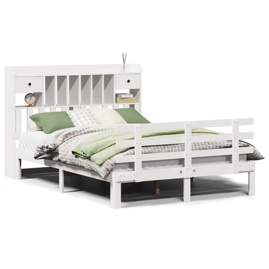 vidaXL Bookcase Bed without Mattress White 140x200 cm Solid Wood Pine