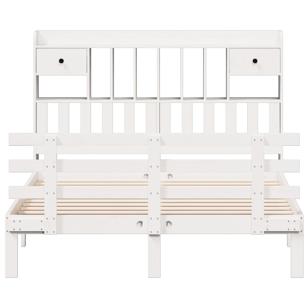 vidaXL Bookcase Bed without Mattress White 140x200 cm Solid Wood Pine