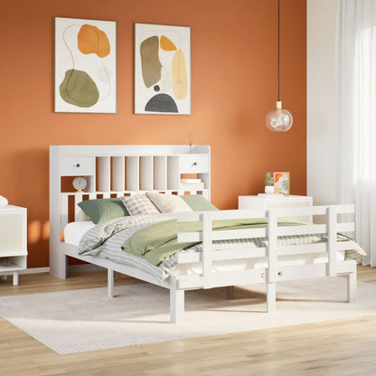 vidaXL Bookcase Bed without Mattress White 140x200 cm Solid Wood Pine