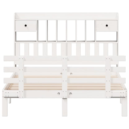 vidaXL Bookcase Bed without Mattress White 150x200 cm King Solid Wood Pine