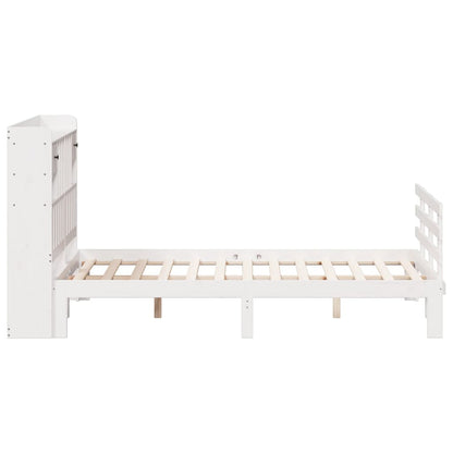 vidaXL Bookcase Bed without Mattress White 150x200 cm King Solid Wood Pine