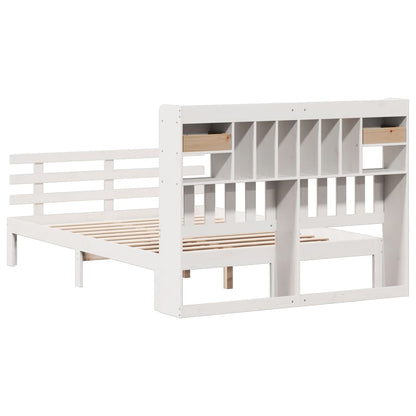 vidaXL Bookcase Bed without Mattress White 150x200 cm King Solid Wood Pine