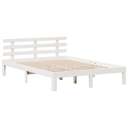 vidaXL Bookcase Bed without Mattress White 150x200 cm King Solid Wood Pine