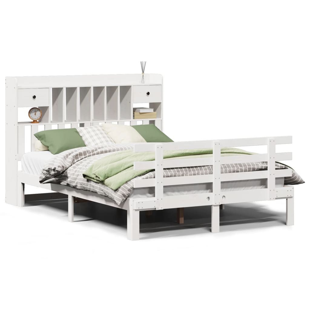 vidaXL Bookcase Bed without Mattress White 160x200 cm Solid Wood Pine