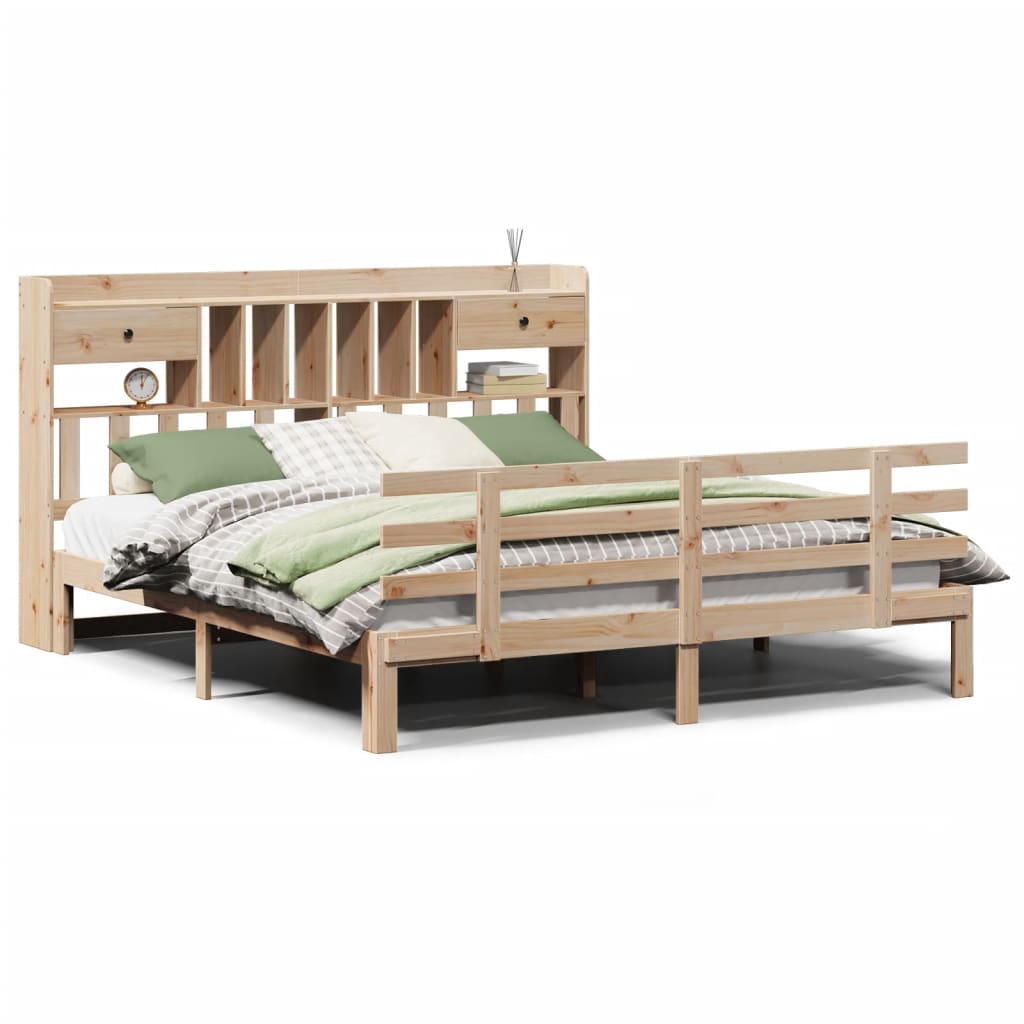 vidaXL Bookcase Bed without Mattress 180x200 cm Super King Solid Wood Pine