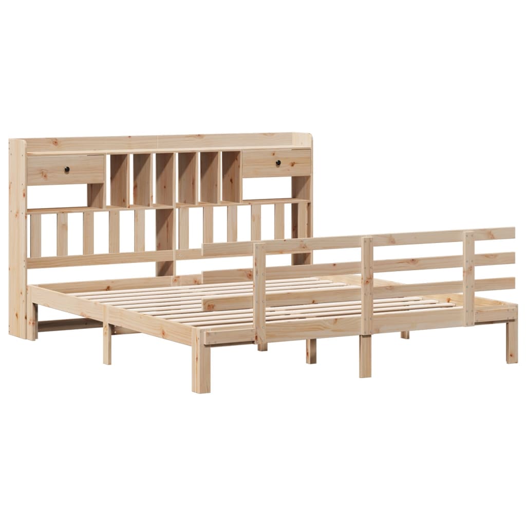 vidaXL Bookcase Bed without Mattress 180x200 cm Super King Solid Wood Pine