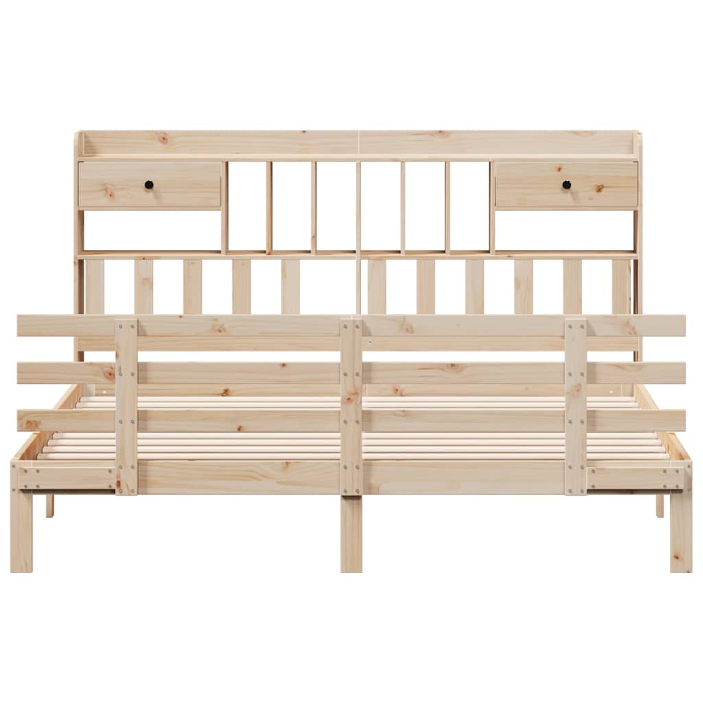 vidaXL Bookcase Bed without Mattress 180x200 cm Super King Solid Wood Pine