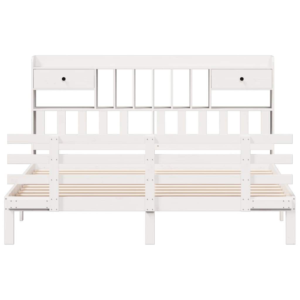 vidaXL Bookcase Bed without Mattress White 180x200 cm Super King Solid Wood Pine