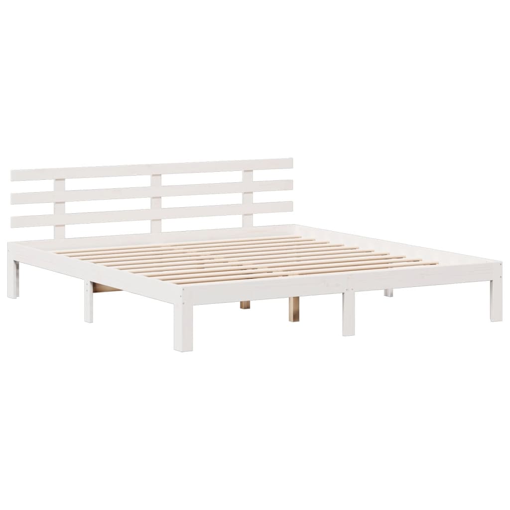 vidaXL Bookcase Bed without Mattress White 180x200 cm Super King Solid Wood Pine