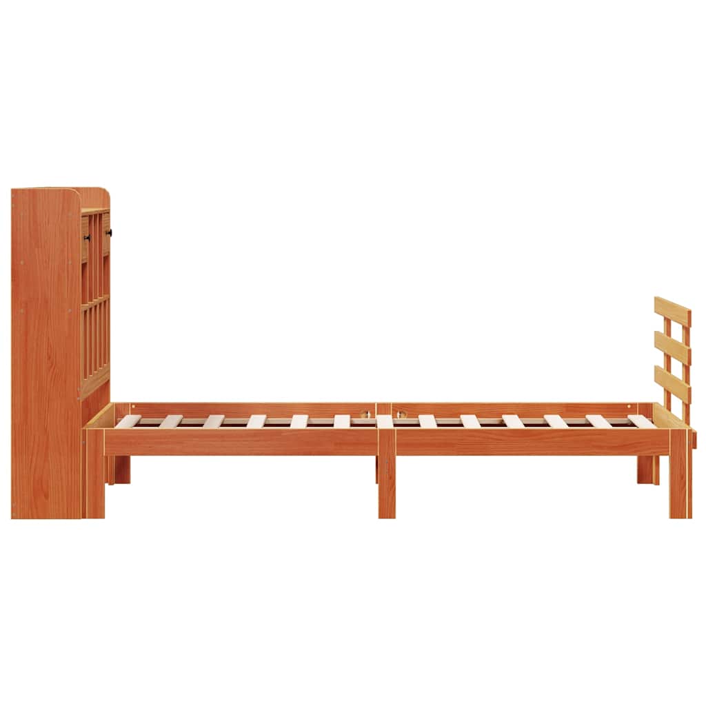 vidaXL Bookcase Bed without Mattress Wax Brown 75x190 cm Small Single Solid Wood Pine