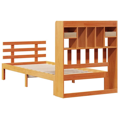 vidaXL Bookcase Bed without Mattress Wax Brown 75x190 cm Small Single Solid Wood Pine