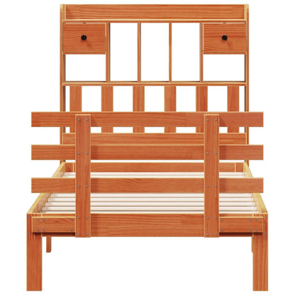 vidaXL Bookcase Bed without Mattress Wax Brown 100x200cm Solid Wood Pine