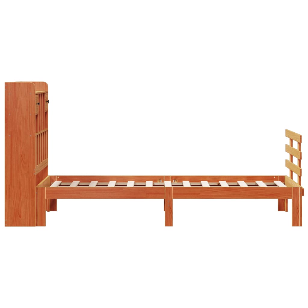 vidaXL Bookcase Bed without Mattress Wax Brown 100x200cm Solid Wood Pine