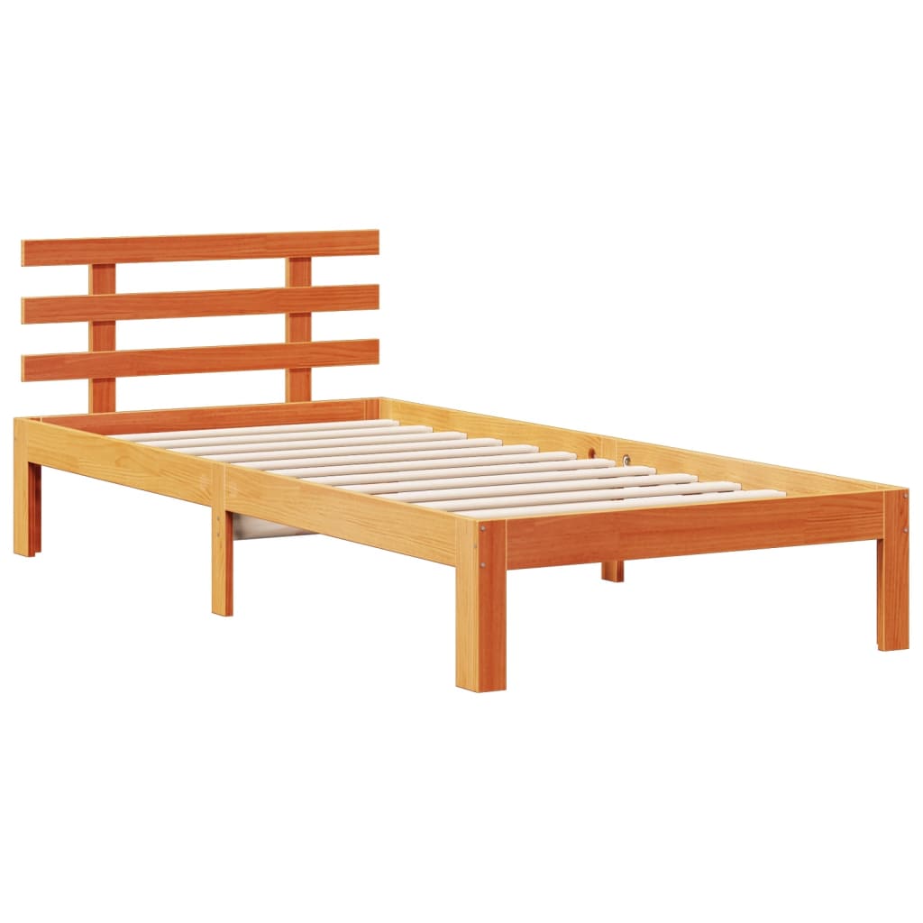 vidaXL Bookcase Bed without Mattress Wax Brown 100x200cm Solid Wood Pine