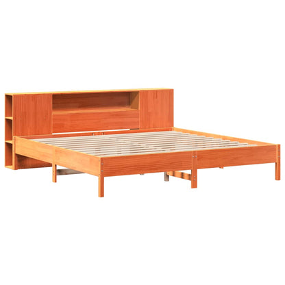 vidaXL Bookcase Bed without Mattress Wax Brown 200x200 cm Solid Wood Pine